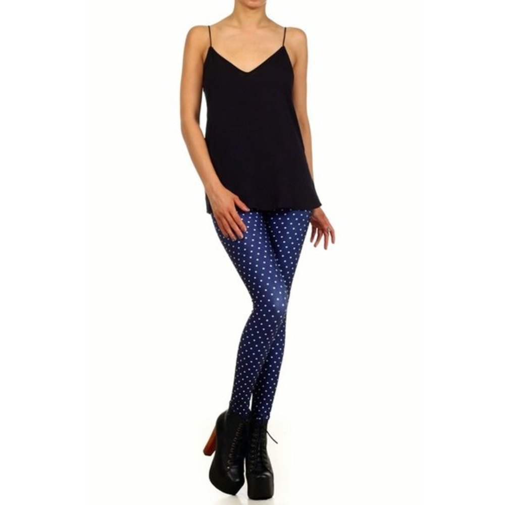 Poprageous Navy and white polka dot leggings